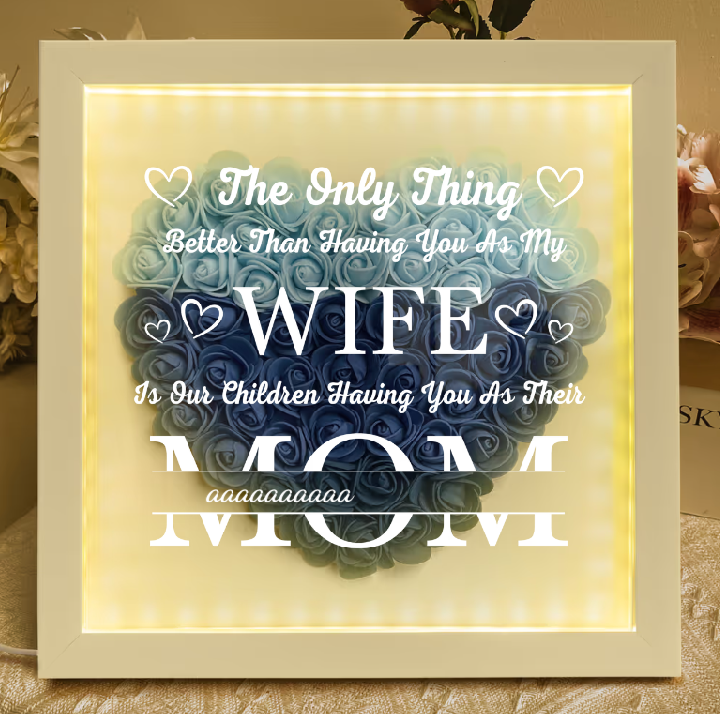 Personalized Flower Shadow Box With LED Light Mother's Day Gift