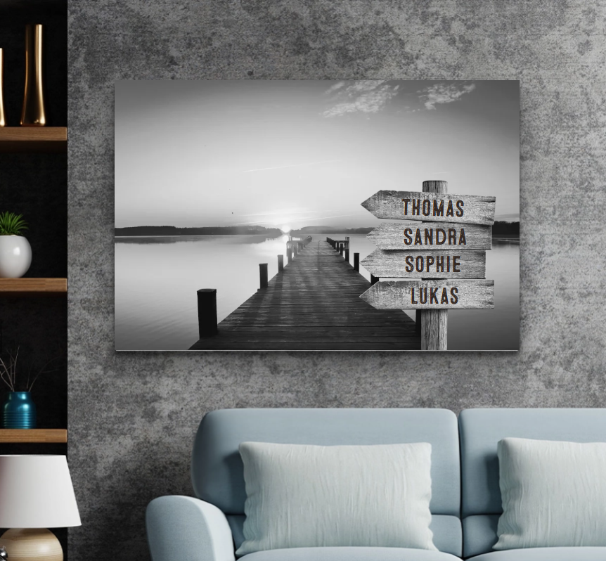 Personalized Canvas "Shared Signpost at the Pier"