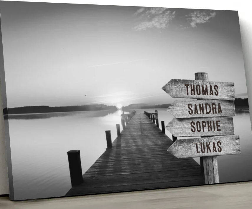 Personalized Canvas "Shared Signpost at the Pier"