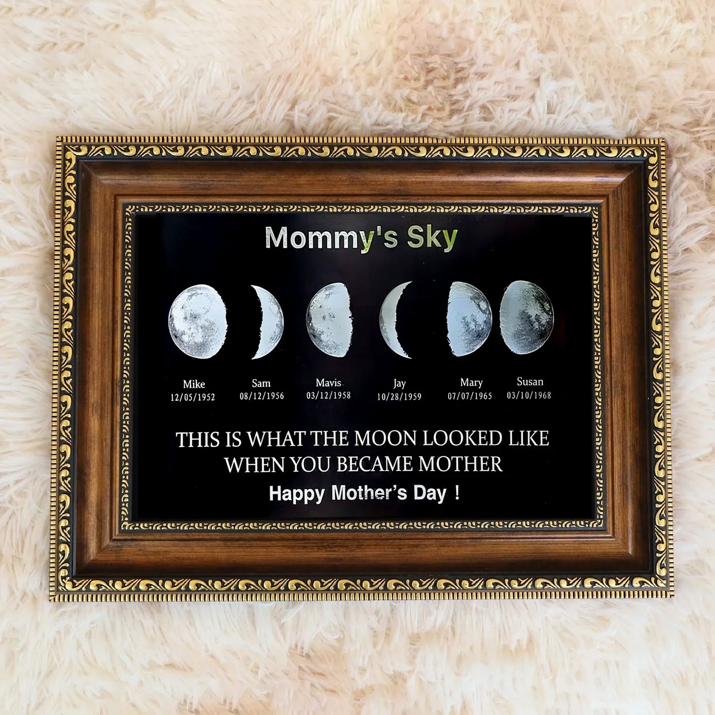 Personalized Moon Phase Art Canvas - "Mother’s Universe"