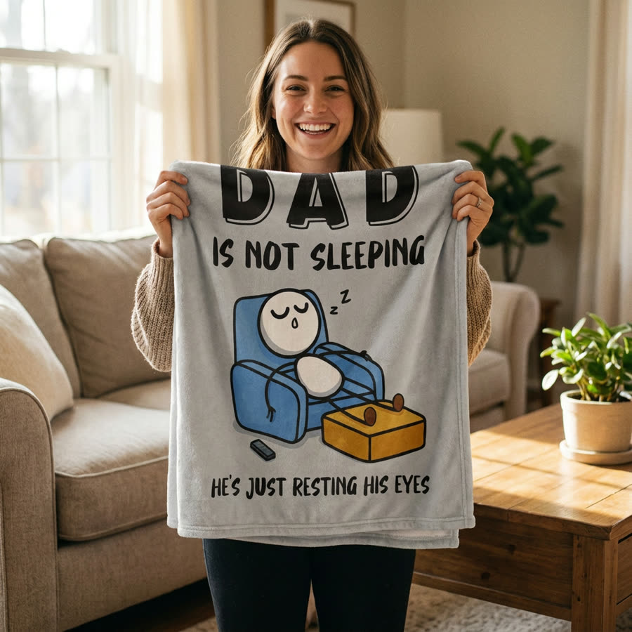 Customer holding the blanket