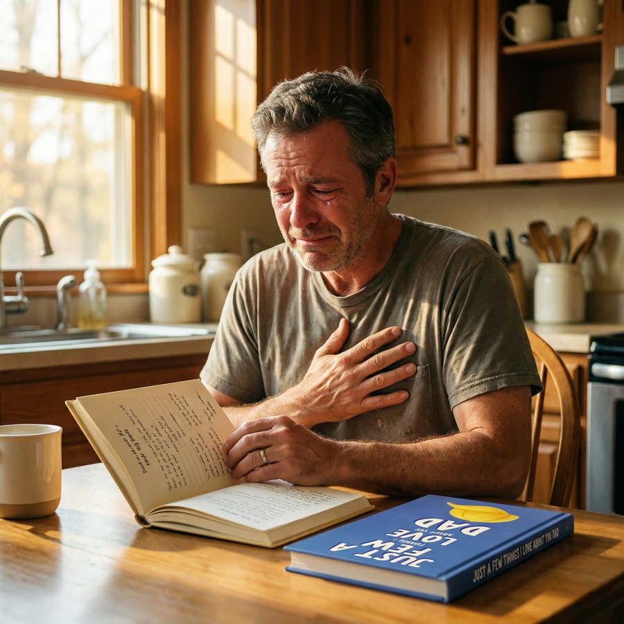 Dad reading the book