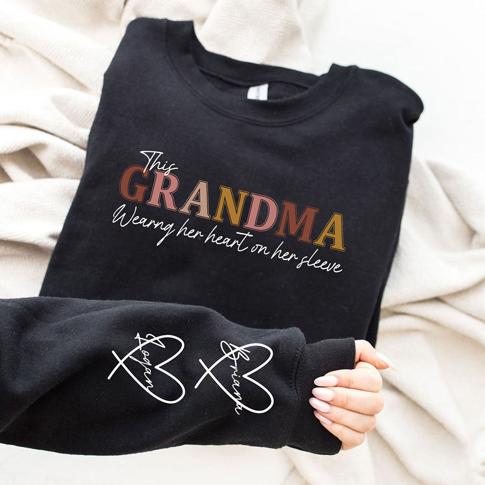 Personalized Heart On Sleeve Mama Sweatshirt