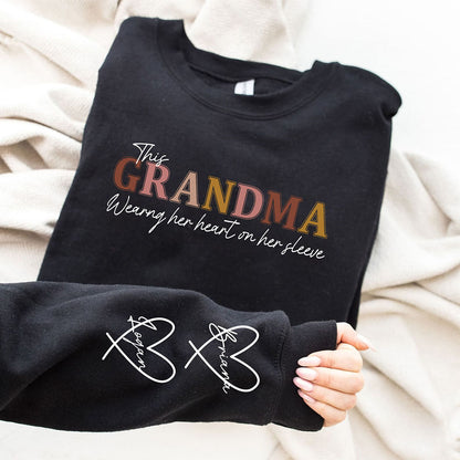 Personalized Heart On Sleeve Mama Sweatshirt