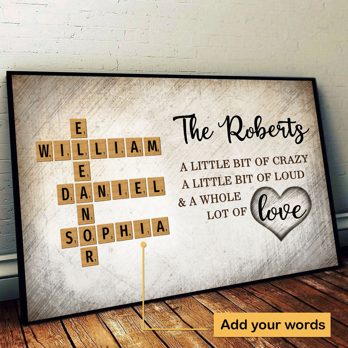 Personalized Canvas Crossword - "Family Whole Lot Of Love"