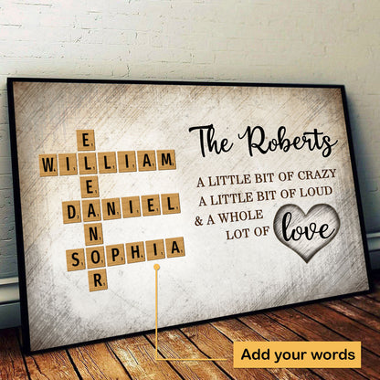 Personalized Canvas Crossword - "Family Whole Lot Of Love"