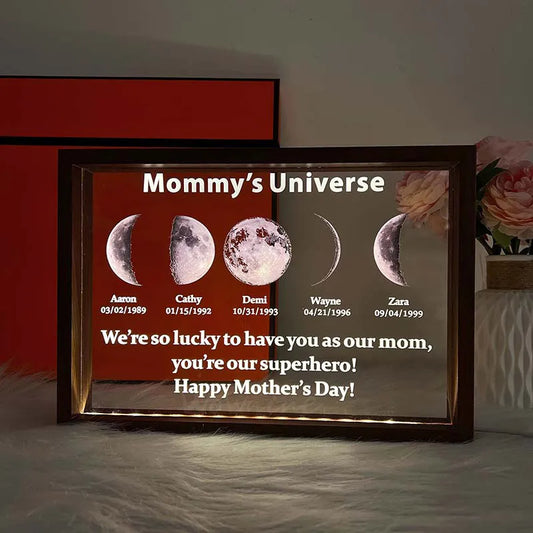 Custom Birth Moon Phase Mirror Light Box