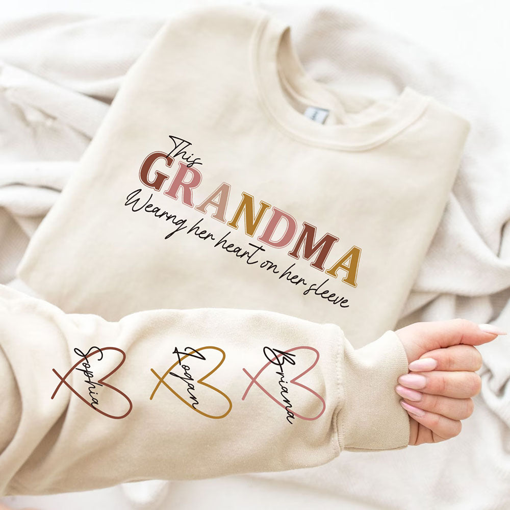 Personalized Heart On Sleeve Mama Sweatshirt