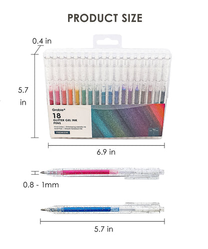 Retractable Glitter Gel Ink Pen Set Of 18