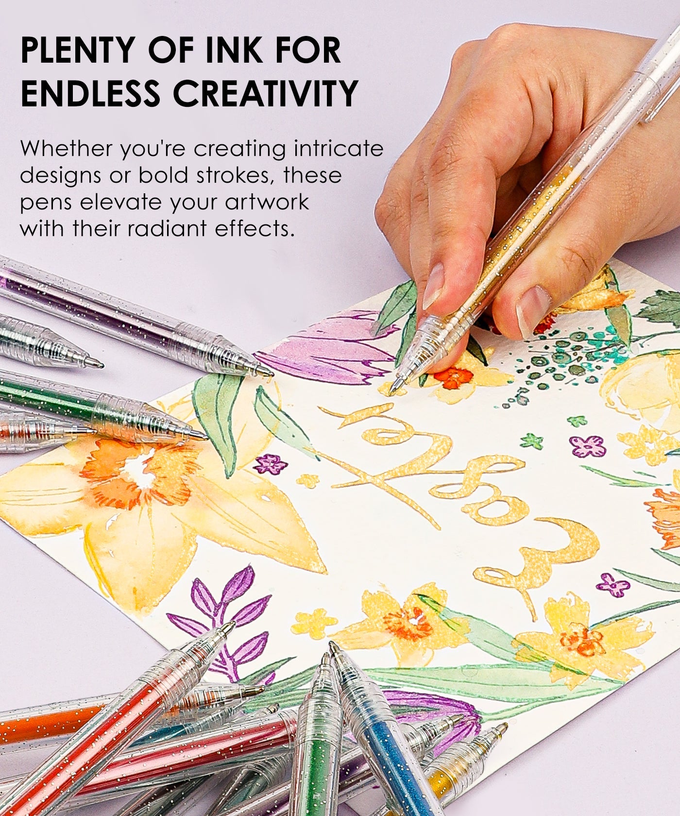 Retractable Glitter Gel Ink Pen Set Of 18