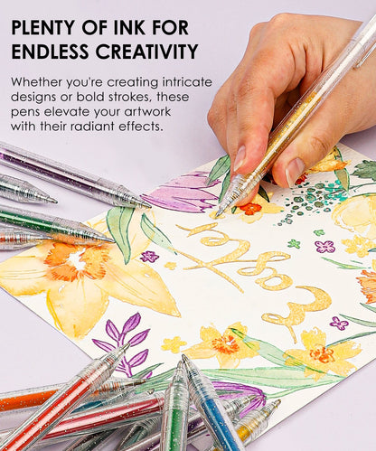 Retractable Glitter Gel Ink Pen Set Of 18