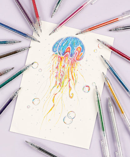 Retractable Glitter Gel Ink Pen Set Of 18