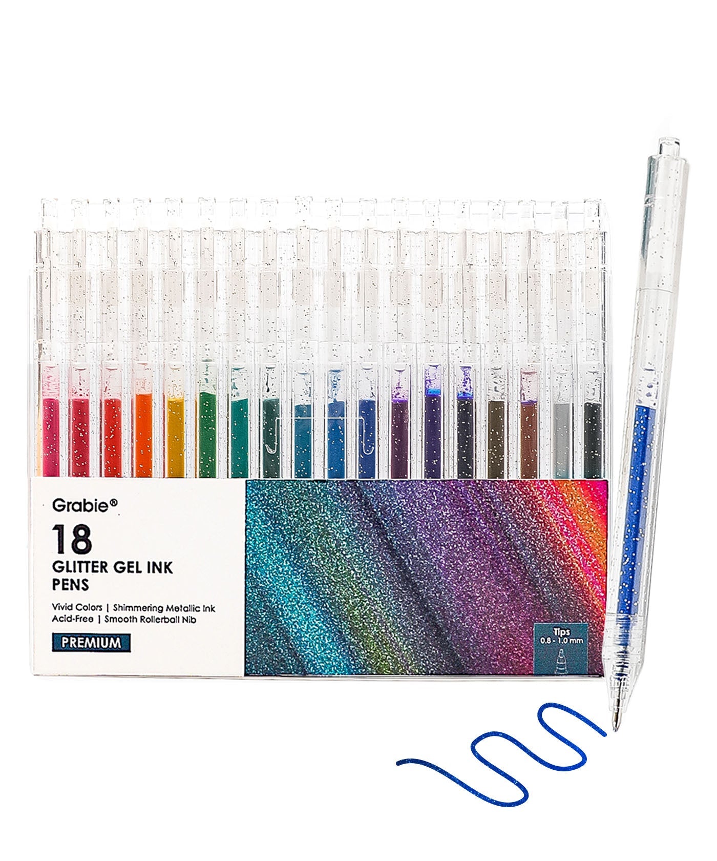 Retractable Glitter Gel Ink Pen Set Of 18