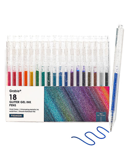 Retractable Glitter Gel Ink Pen Set Of 18
