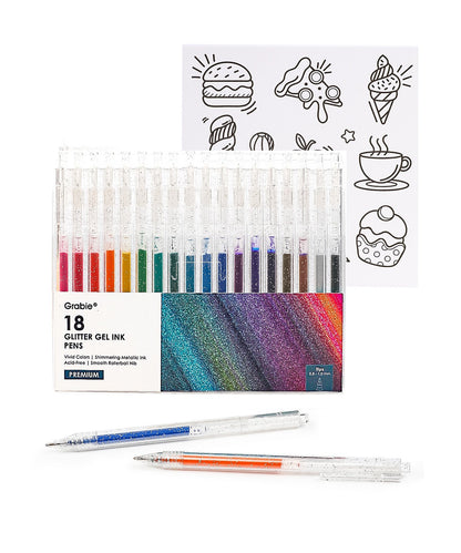 Retractable Glitter Gel Ink Pen Set Of 18