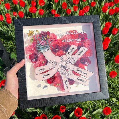 Custom Flower Shadow Box - We Love You Mommy Hand Holding Pro