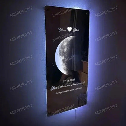 Personalized Moon Phase Mirror Light - Romantic Valentine's Day Gift