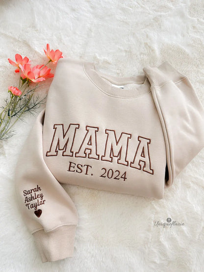 Custom Embroidered Mama Sweatshirt/Hoodie Mother's Day Gift