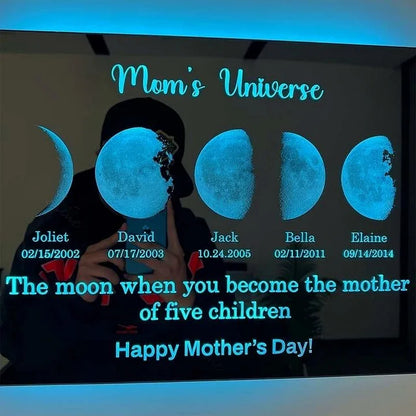 Custom Mom's Universe Moon Led Mirror Light Frame