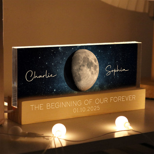 Personalized Acrylic Block LED Plaque, Our Moon Couple Gift