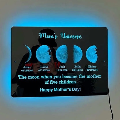 Custom Mom's Universe Moon Led Mirror Light Frame