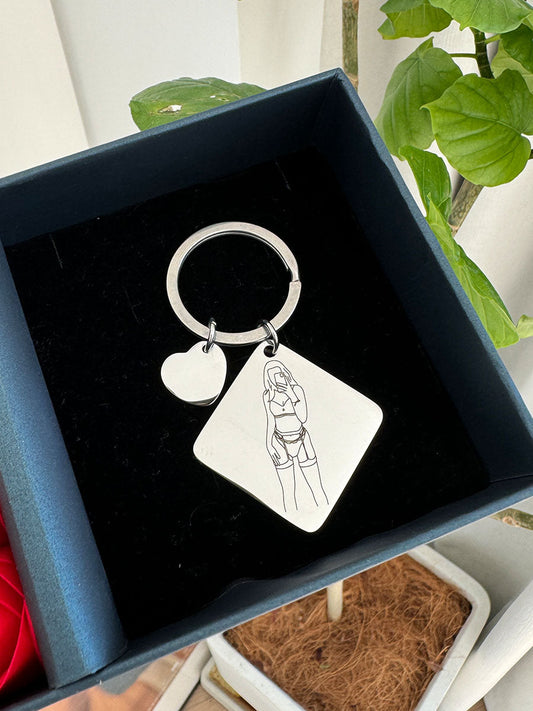 Personalized Outlined Photo Keychain