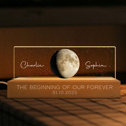 Personalized Acrylic Block LED Plaque, Our Moon Couple Gift