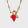 Red Heart + Initial Triple Charm Necklace