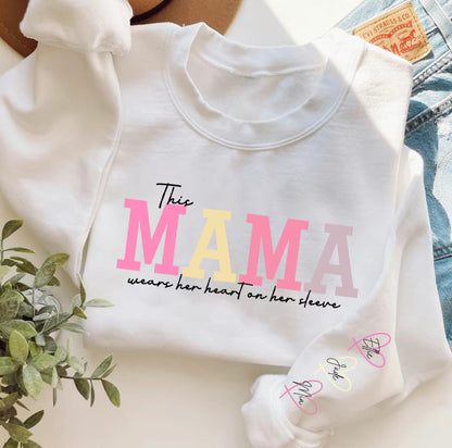 Personalized Heart On Sleeve Mama Sweatshirt