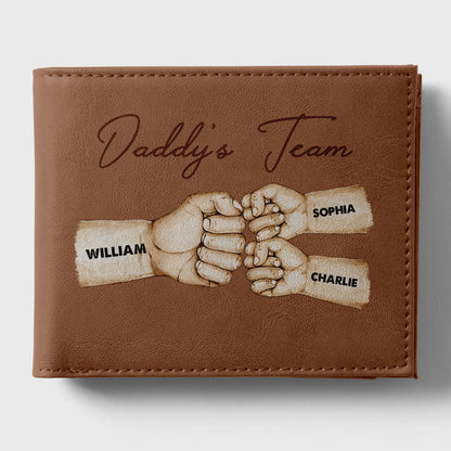 Personalized Printed Leather Wallet - Daddy‘s Team Fist Bump