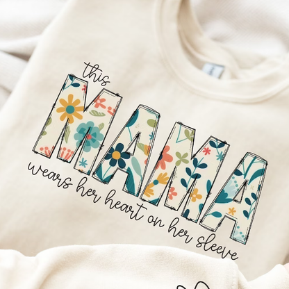 Personalized Heart On Sleeve Mama Sweatshirt