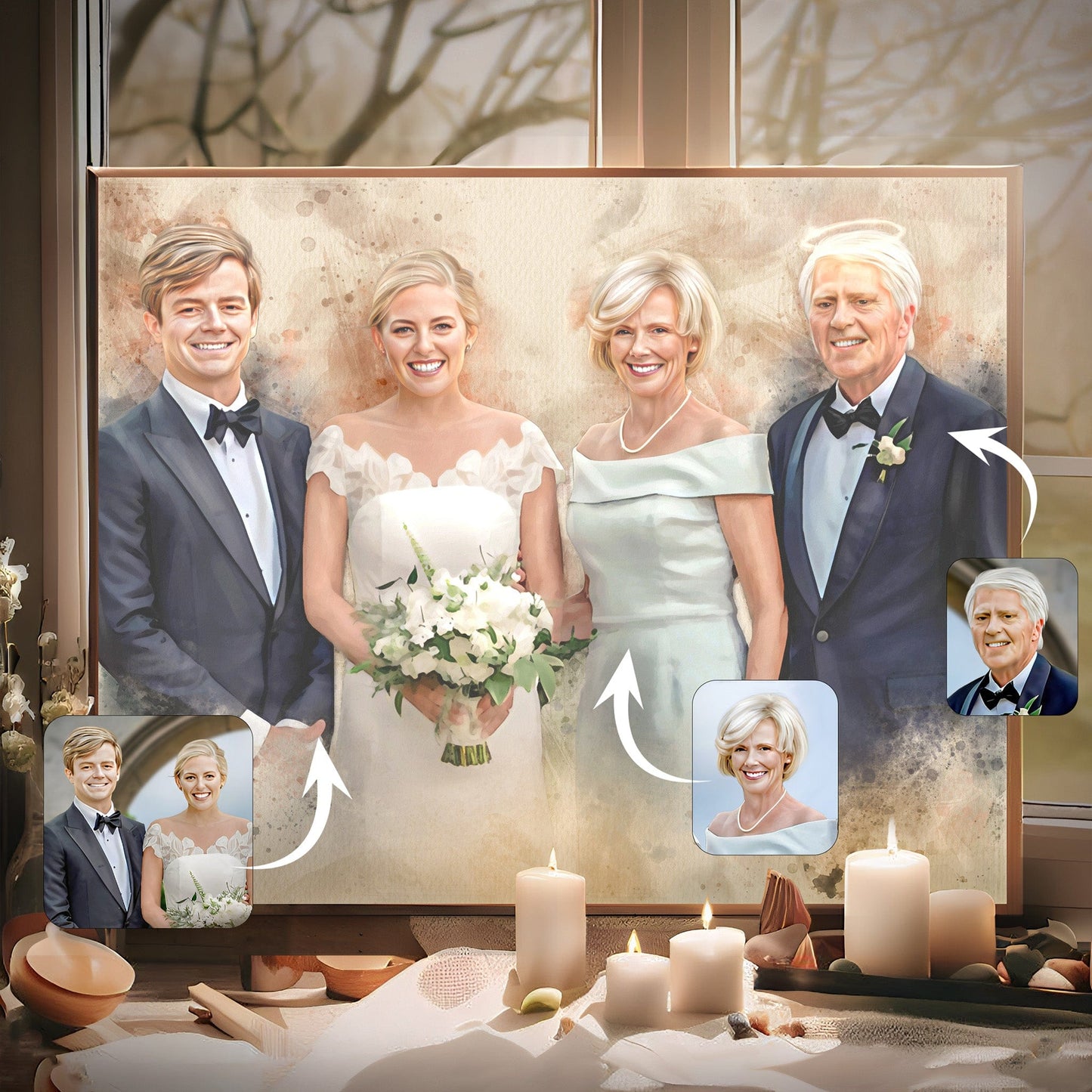 Personalized Watercolor Memorial Portrait