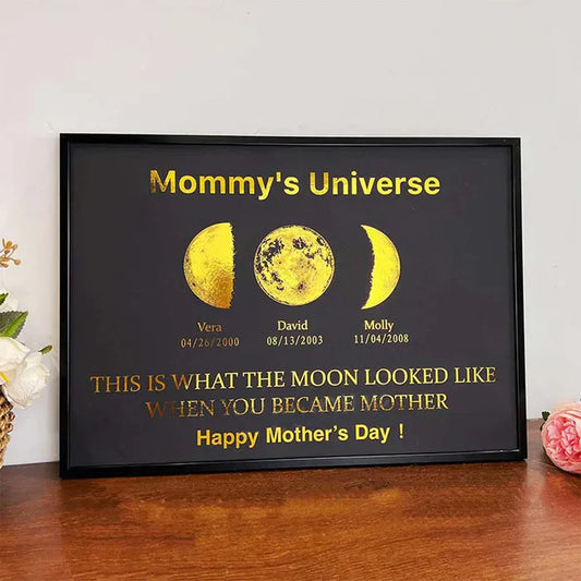 Personalized Moon Phase Art Canvas - "Mother’s Universe"