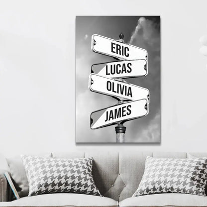 Personalized Canvas - Vintage street sign for families