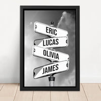 Toile personnalisée - panneau de rue vintage pour familles