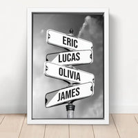 Toile personnalisée - panneau de rue vintage pour familles