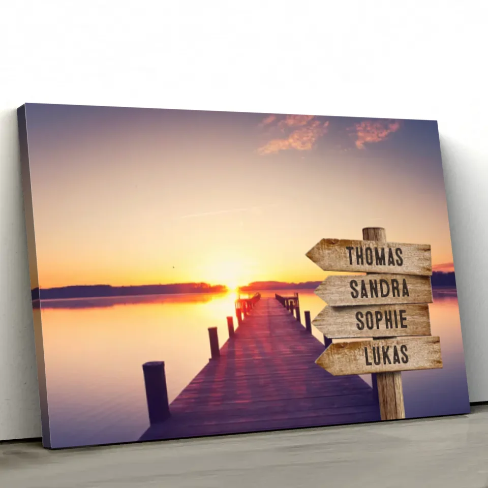 Personalized Canvas "Shared Signpost at the Pier"