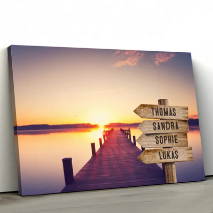 Personalized Canvas "Shared Signpost at the Pier"