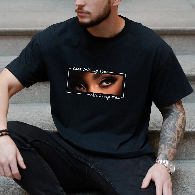 Personalized T-shirt Look Into My Eyes Custom Eyes Valentine's Day Gifts for Couples