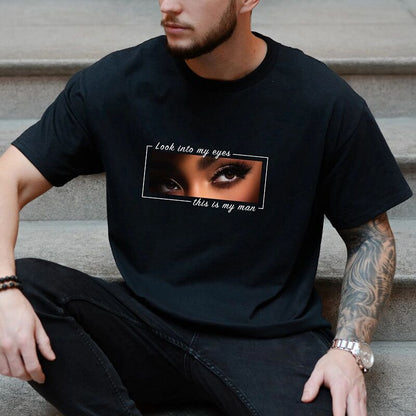 Personalized T-shirt Look Into My Eyes Custom Eyes Valentine's Day Gifts for Couples