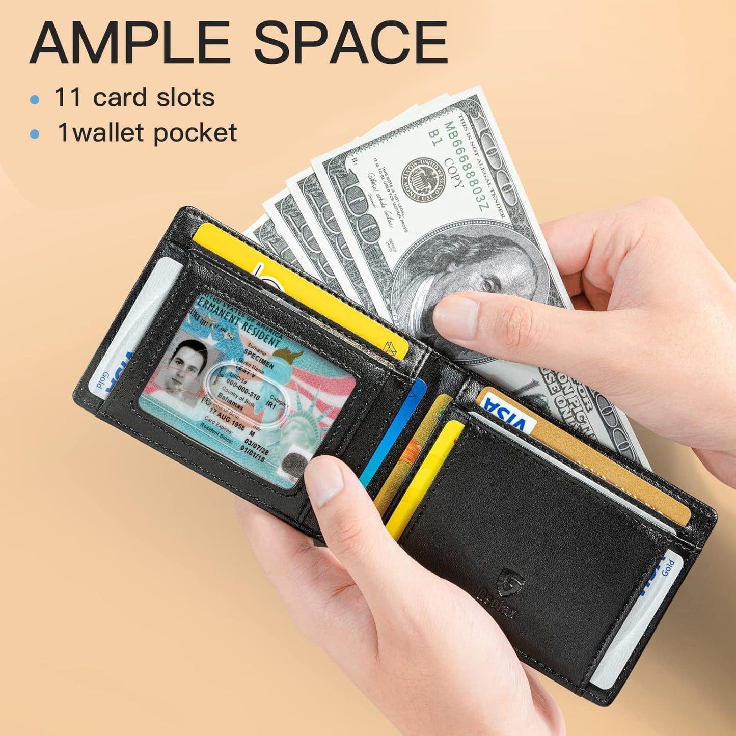 Moon - Mens Slim Wallet - Genuine Leather