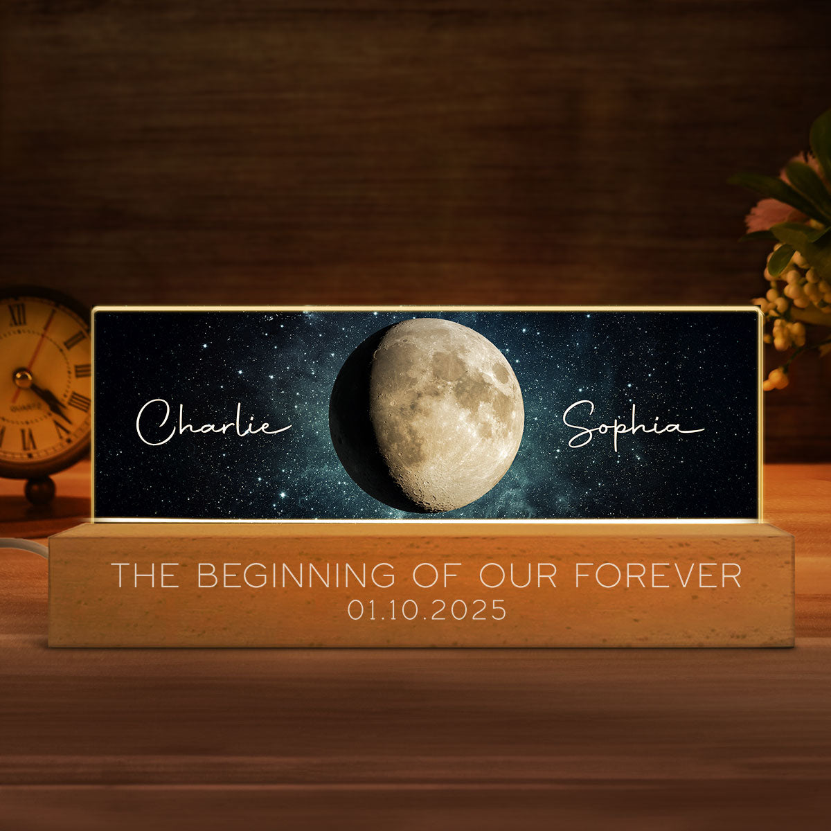 Personalized Acrylic Block LED Plaque, Our Moon Couple Gift