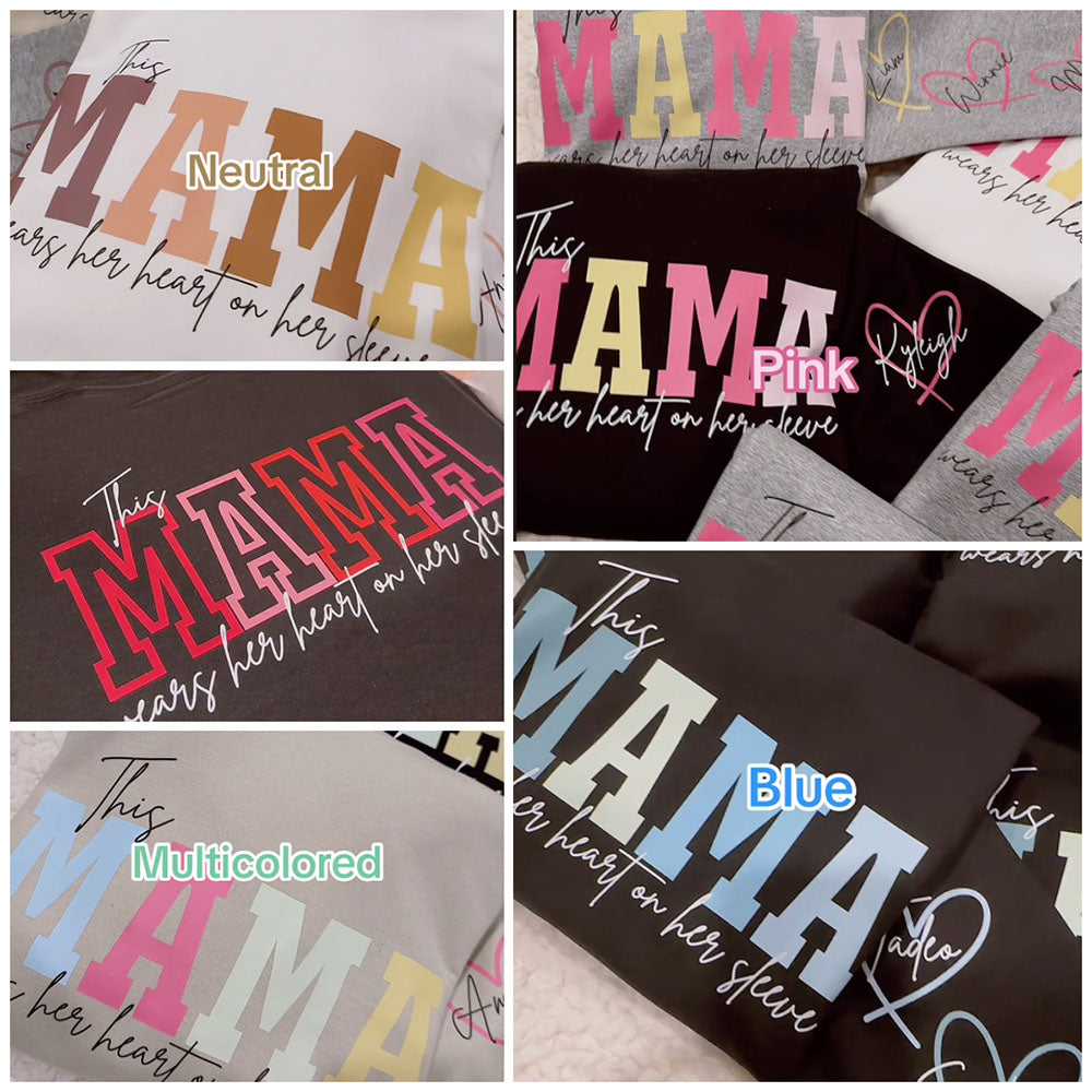 Personalized Heart On Sleeve Mama Sweatshirt