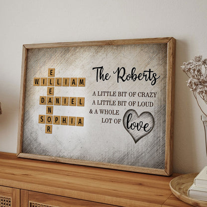 Personalized Canvas Crossword - "Family Whole Lot Of Love"