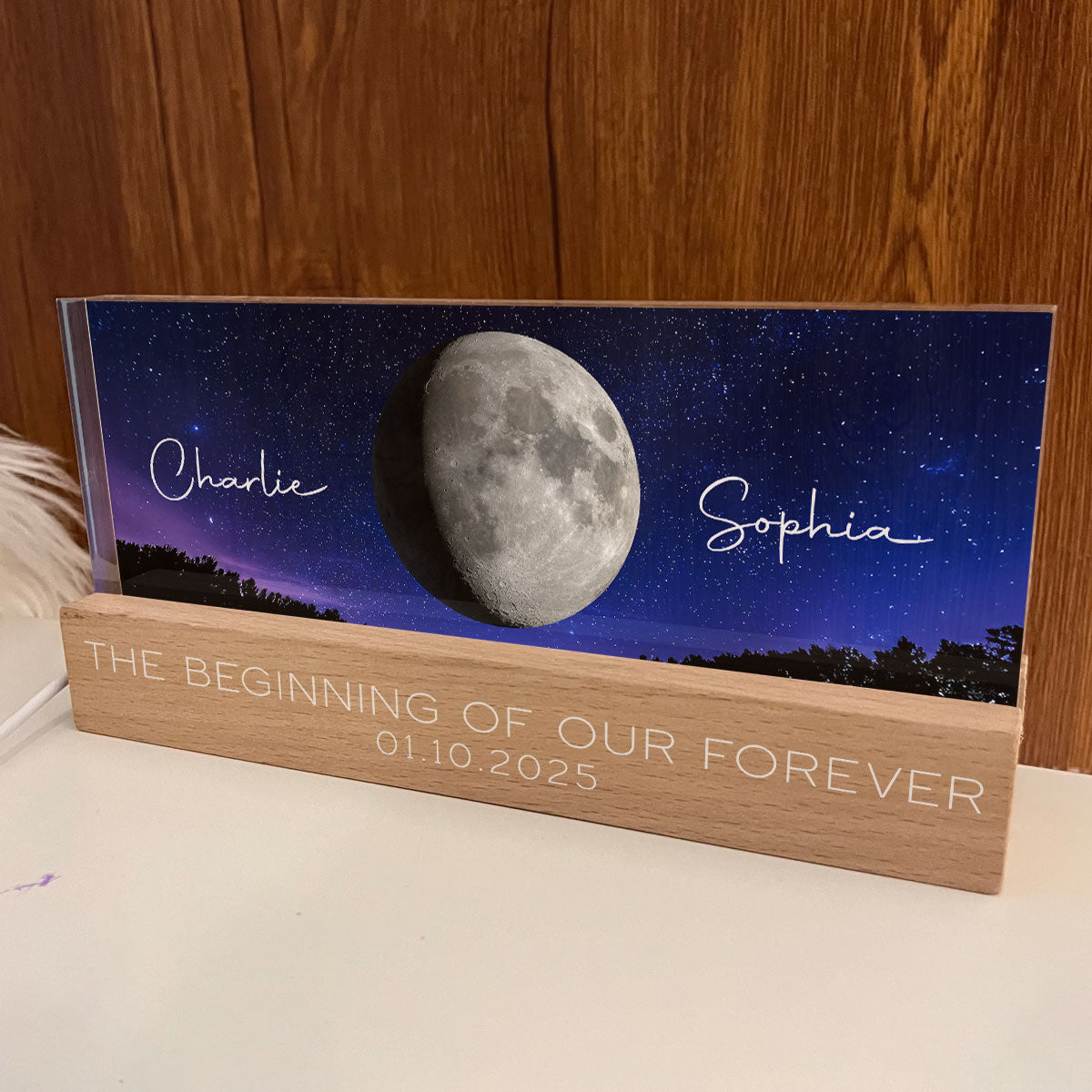 Personalized Acrylic Block LED Plaque, Our Moon Couple Gift