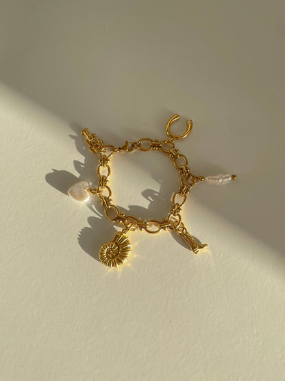 Biwa Pearl + Gold Charm