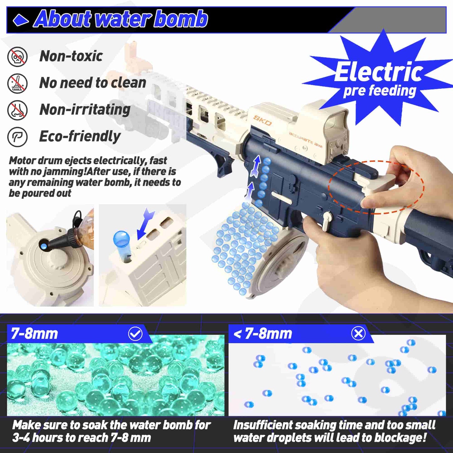 M4A1 Gel Ball Blaster Gun Pistol with Drum