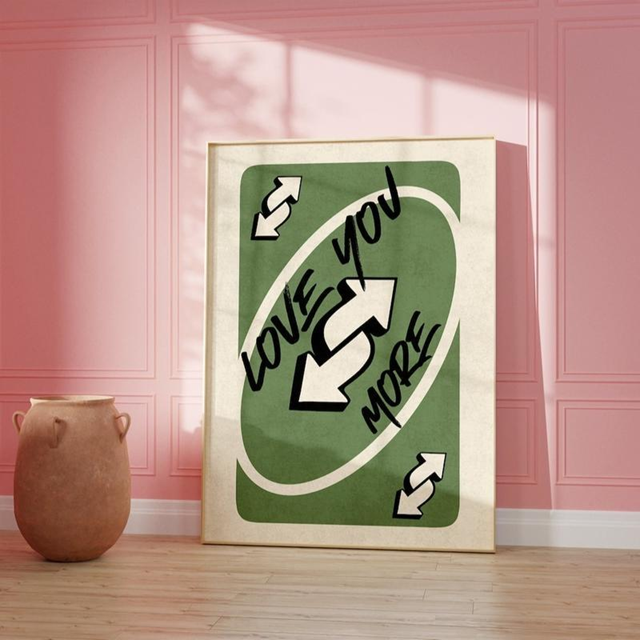 Love You More Uno Reverse Playing Card Wall Art