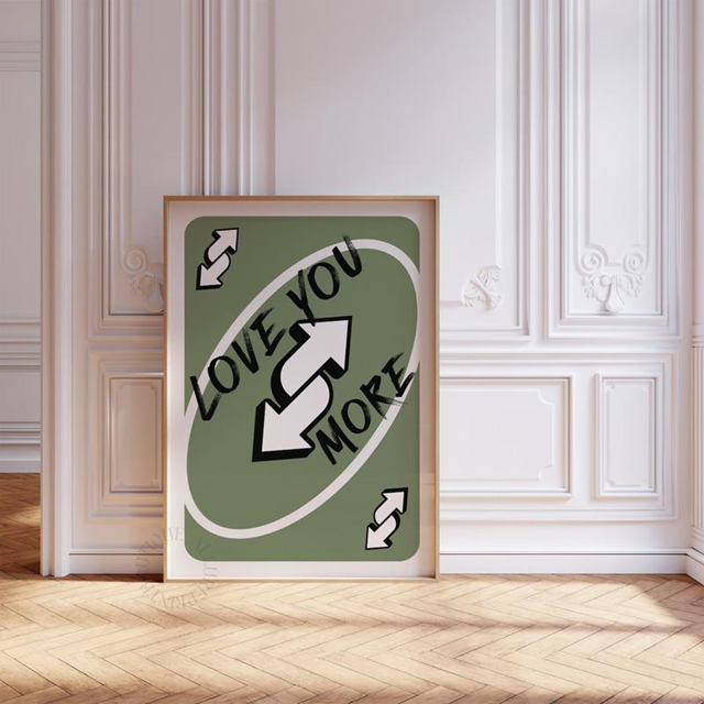 Love You More Uno Reverse Playing Card Wall Art