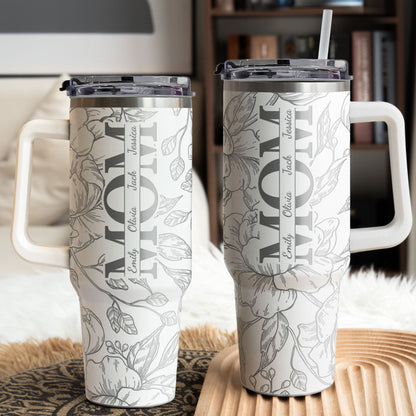 Personalized 40oz Tumbler - Floral Mom Mother's Day Gifts